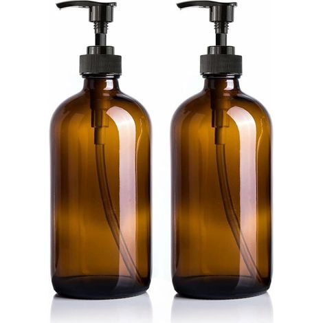 Green Mobility-2 Pcs bouteilles en verre ambré 500 ml avec pompe Distributeur de savon Distributeur de savon pour les mains Grand distributeur de savon à vaisselle Bouteilles en verre réutilisables av (1/3)