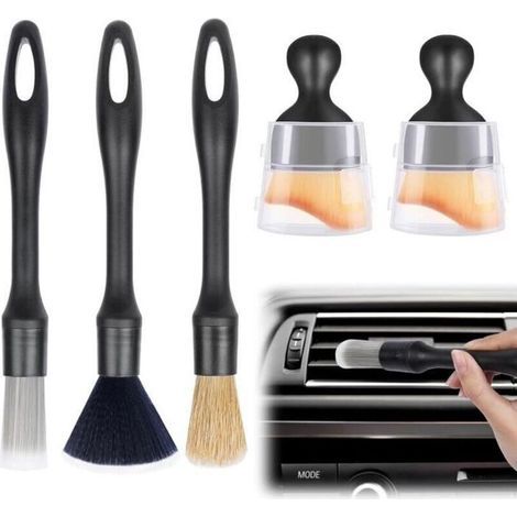 Brosse Nettoyage Voiture,Pinceaux Nettoyage d\'Intérieur de Voiture,Brosse à Détails Automatiques avec couvercle,pour Tableau de Bord (1/4)