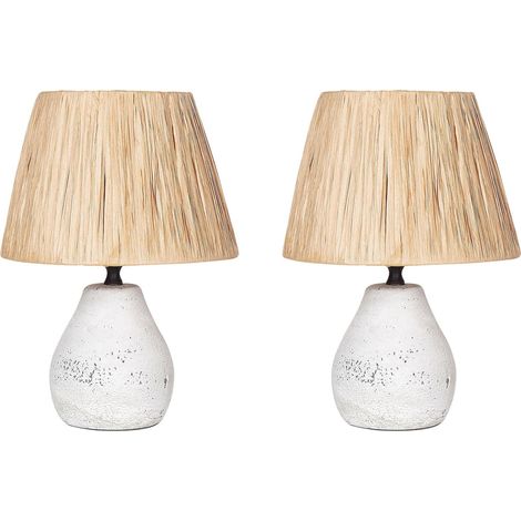 Set of 2 Table Lamps ARWADITO Ceramic Off-White