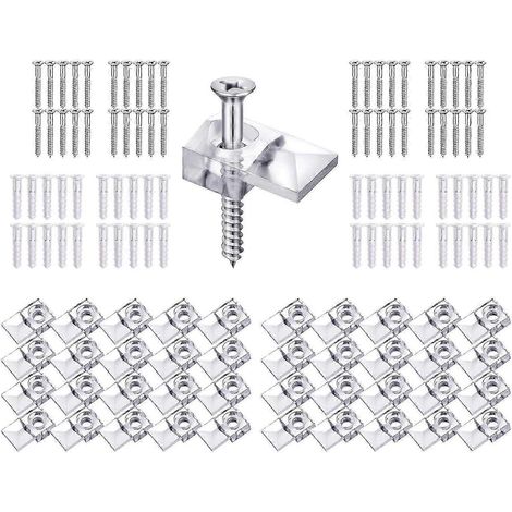 20/40 clips de fixation pour miroir en plastique transparent, adaptés à la salle de bain B (1/2)