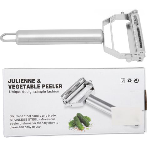 Éplucheur Râpe 2 en 1 Acier Inoxydable pour Légumes et Fruits - Carotte, Pomme de Terre, Melon (1/5)