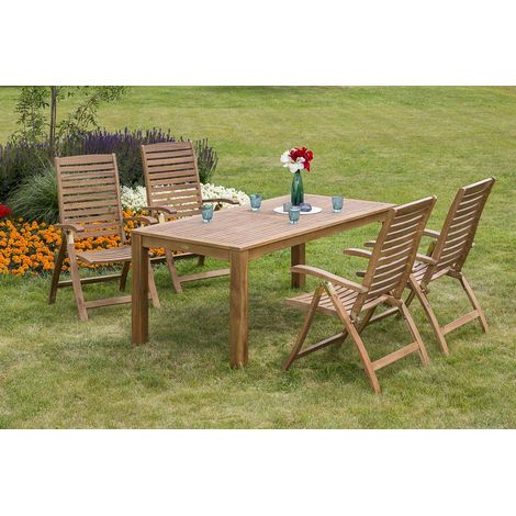 Paraiba Set 5tlg 4 Sessel Tisch 185x90cm Akazie