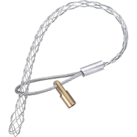 Attache de Traction de Câble pour Câble de 4-6mm, avec Écrou de 4,2mm, Tirette en Maille de 24cm, Grip en Acier Galvanisé à Tête Unique, Couverture en Filet Lisse, 1 Pièce (Argent) (1/5)