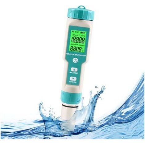 pH-metro digitale 7-in-1 Tester impermeabile PH/TDS/CE/Sale/ORP/Temp – Schermo LCD retroilluminato – Per le piscine e acquari di ACQUA 7 (1/5)