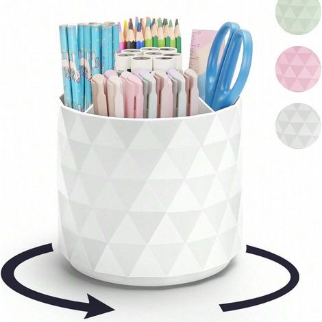 Boîte de rangement pour crayons cosmétiques, accessoire de bureau rotatif à 360°, porte-crayons à 5 compartiments, convient au bureau et à l'école. (1/5)