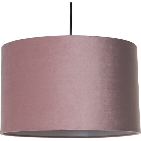 Plafonnier en Métal Abat-Jour Velours Rose, 1Xe27, Max.40 °38X24 Cm, Câble:100 Cm (1/5)