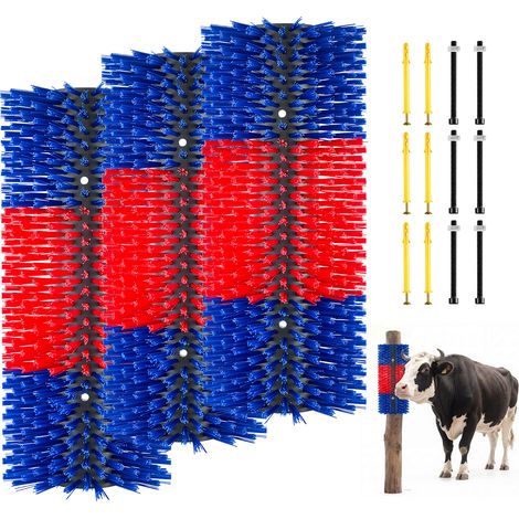 VEVOR Spazzola per Bestiame 3 Pezzi, Perno a Rullo con 12 Viti, 430 x 190 mm, Blu e Rosso, per Alleviamento Prurito alla Schiena Massaggio e Toelettatura di Asini Cavalli Bovini Vitelli Ovini e Suini (1/5)