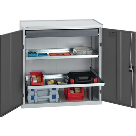 Werkzeug-/Beistellschrank H1000xB1000xT500mm 1Schubl.2Bd.lichtgrau/anthrazitgrau (1/5)