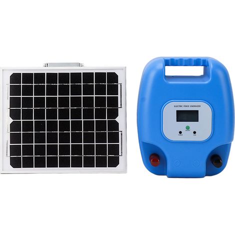 Clôture électronique étanche 100-240 V 8000 mAh 3-10 km, haute tension, avec panneau solaire, pour élevage (prise britannique). (1/5)
