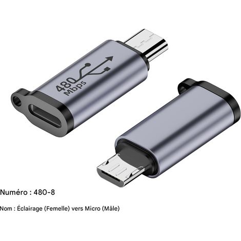 Lightning-Buchse auf Micro-USB-Stecker-Adapter, Lade- und Synchronisationskonverter für kompatible Geräte, hochwertiger, tragbarer Kompaktstecker (1/3)
