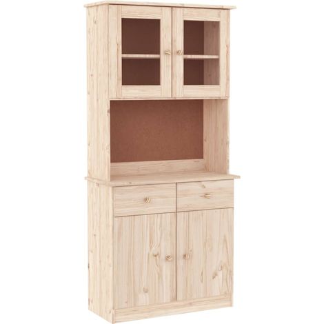 Aparador cómoda cómoda armario mueble organizador cocina salón salón 77 x 35 x 165 cm madera maciza de pino marrón 020029671