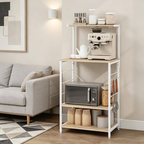 Mueble microondas cocina 4 estantes madera OKMYHOME (1/5)