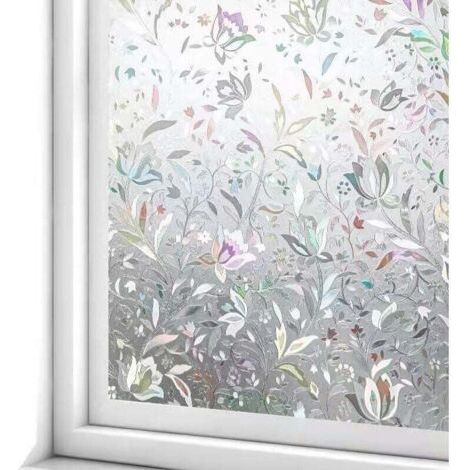 Film pour Fenêtre Film Electrostatique 45 cm × 200 cm Protége Intimité Anti-UV Décoratif Film Vitre Anti Regard Occultant avec Motif Tulipes Fleurs (1/4)