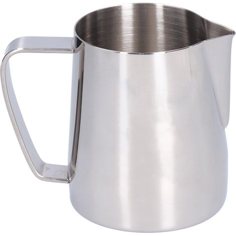 Verseuse à lait en acier inoxydable pour mousse de café, bec verseur pointu, tasse à mousser 350ml, couleur acier, idéale pour maison (1/5)