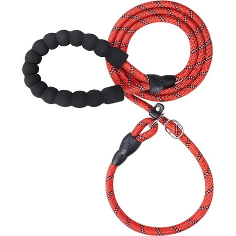Laisse de Chien Premium - Laisse d'Entraînement pour Chiens Robuste avec Poignée Confortable et Rembourrée & Laisse d'Entraînement Réfléchissante pour la Sécurité (2M, Rouge) (1/5)