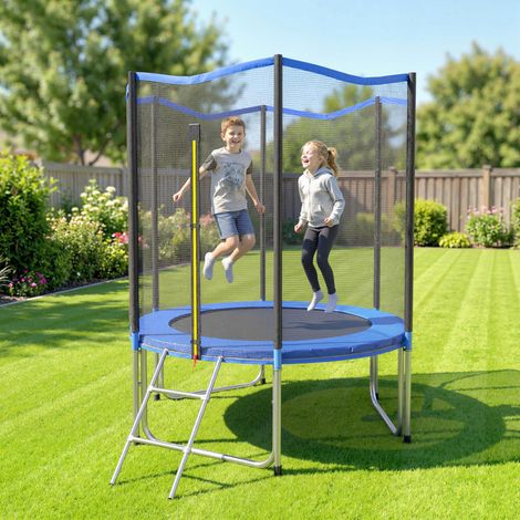 Trampoline jardin filet protection échelle 183 cm