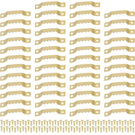Cintre à Tableaux Dents de scie, 50 pièces avec vis, Crochets pour Tableaux, Cintre pour Cadres Lourds
