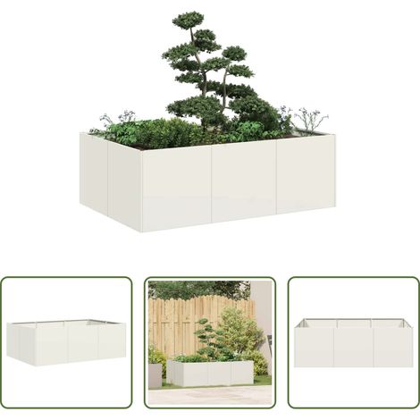 vidaXL Jardin -  Jardinière blanc 120x80x40 cm acier (1/5)