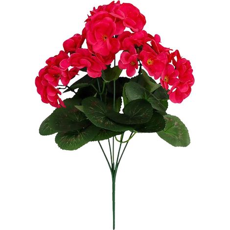 5 ramas artificiales de begonia: plantas artificiales de seda resistentes a los rayos UV para uso exterior, ideales para decorar terrazas, jardines, porches y balcones. (1/5)