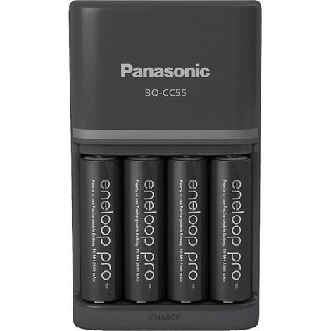 Panasonic Smart & Quick BQ-CC55 +4x eneloop Pro AA Caricatore per pacchi batteria NiMH Ministilo (AAA), Stilo (AA)