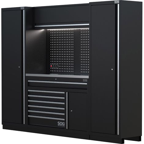 Arredamento modulare per officina e garage SOGI ARR-OFF-2560 - piano in acciaio - 2560x466x2000 mm (1/5)
