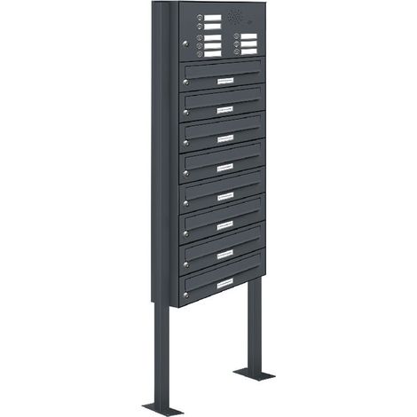 8er Briefkasten Standanlage Freistehend RAL 7016 Anthrazit Klingel (1/5)