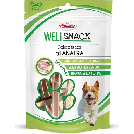 Delicatezze all'anatra Weli Snack morbidi sandwich per cani