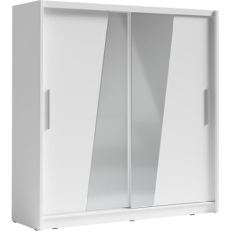 Schwebetürenschrank mit schrägem Spiegel 205 cm - weiß - Kollektion BAHIA