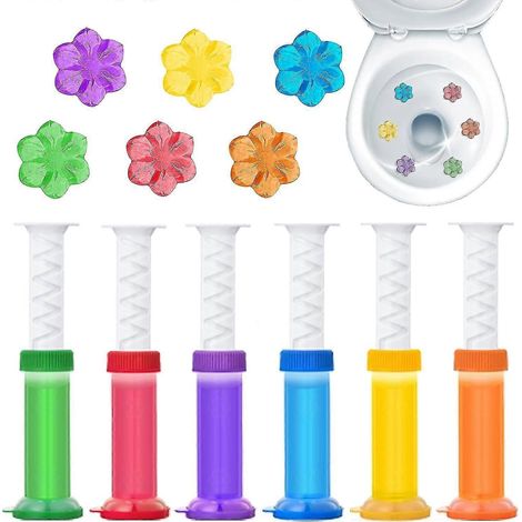 Lot de 6 tampons en gel pour cuvette de toilettes, motif fleurs fraîches, désodorisant pour l'intérieur des toilettes. (1/4)