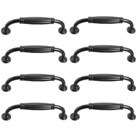 Lot de 8 poignées de porte de placard vintage européennes, poignées de tiroir antiques pour cuisine, chambre à coucher, distance entre les trous de 96 mm, noir (1/4)