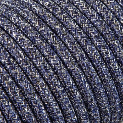 Fil Électrique Tissu Bleu Brillant 2x0,75mm² - Câble Électrique Textile de Qualité