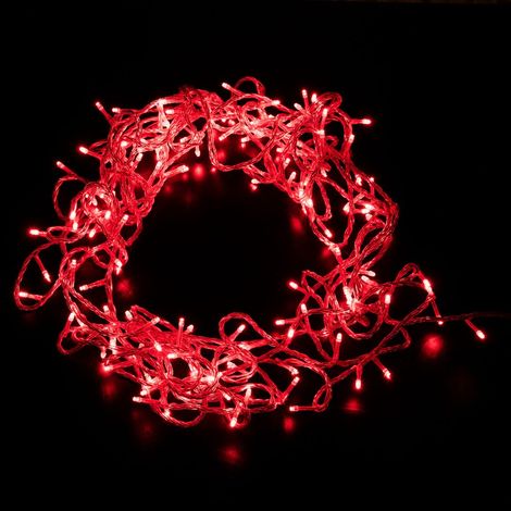 Guirnalda de 144 LED Rojas – 15m con Cable Transparente, Efectos, IP20 (1/2)