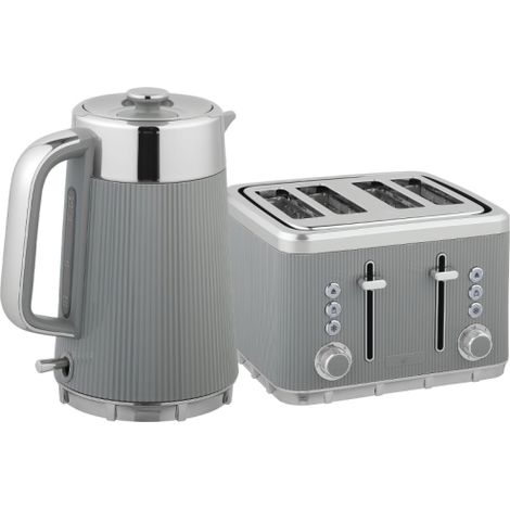 3000W Electric Stainless Steel Kettle and Toaster Set,1.7L Fast Boil Kettle with Limescale Filter,4-Slice Toaster with 7 Browning Levels.