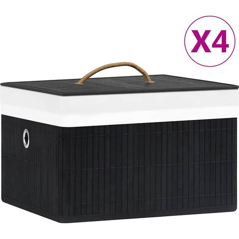 Boîtes de rangement en bambou 4 pcs-Coffre de rangement-Stockage Rangement Noir 709519 (1/5)