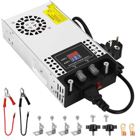 Alimentation Réglable DC 0-24V 25A 600W, 230V AC en DC 0-24V Convertisseur 0-25A 600W Transformateur Avec LED Affichage, pour LED Bande CCTV Caméra Laboratoire (1/5)