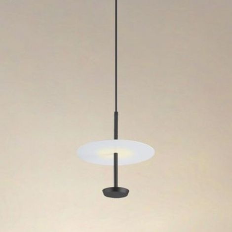 TrAdE Shop Traesio - Lampadario A Sospensione Luce 4000k Led 12w Disco Paralume Piatto Nero Rotondo 33115 - (1/4)