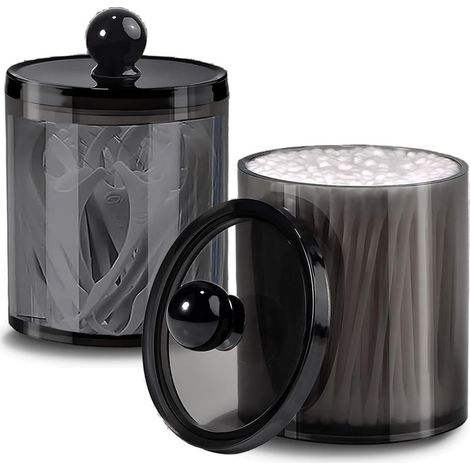 Lot de 2 Boite Coton Tige, Distributeur Coton Tige, Qtip pour Salle de Bain avec Couvercles pour Boules de Cotons, Cravates, Cosmétique, Bijoux (1/5)
