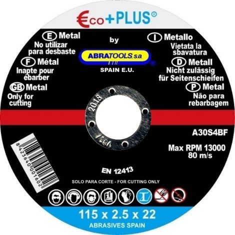 Disco E+P C.ACERO A30S E+P C.ACERO 115X2,5X22 A30S