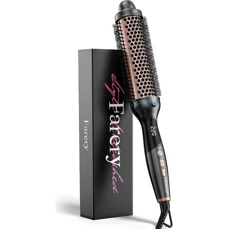 Farery Thermal Brush, mm Thermal Brushing Brush, Tourmaline Ceramic Ionic Heating Brush, Heated Brushing, Digital Display Temperature Hot Brush, Dual Voltage (1/5)