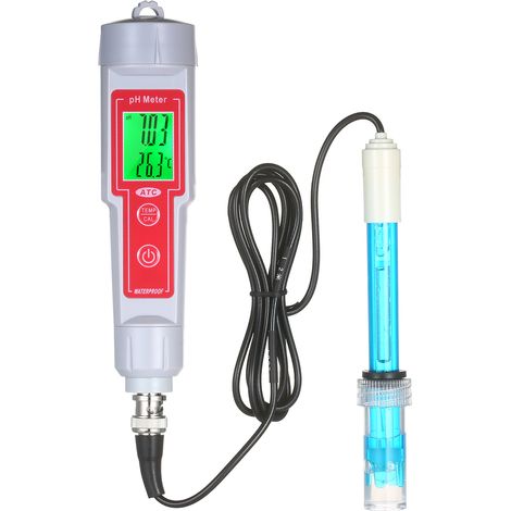 Testeur de pH avec rétroéclairage vert, précis et résistant à l'eau, type stylo, pour aquaculture, bassins et aquariums. (1/2)