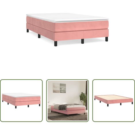 Matelas à ressorts ensachés - Sommier à lattes de lit avec matelas rose 120x190 cm velours (1/5)