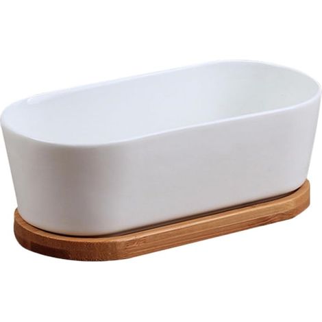 BESPORTBLE Maceta de cerámica de 2 piezas para bonsáis con excelente drenaje para plantas suculentas, maceta rectangular para oficina y balcón. (1/5)