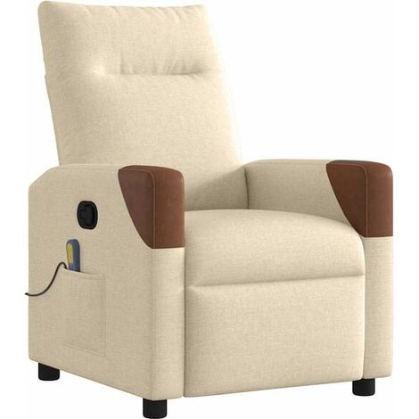 Fauteuil de massage inclinable en tissu beige (1/5)