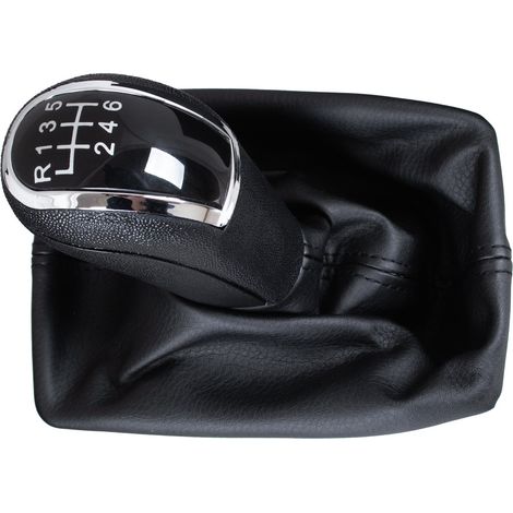 Pomello del cambio a 6 marce nero per Audi A4 B8 07-15 + cuffia nera (1/5)