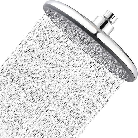 Regenduschkopf, verchromt, Ø 220 mm, integrierte Druckerhöhungs- und Wassersparfunktion, 330 Wasserauslasslöcher in Silikon, 360° verstellbar mit Kugelgelenk (1/5)