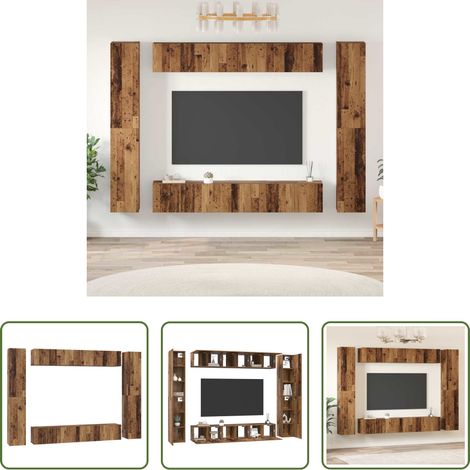 TV-Schrank Holz - TV-Schrankset Wandmontiert 10 pcs Altholz Holzwerkstoff (1/5)