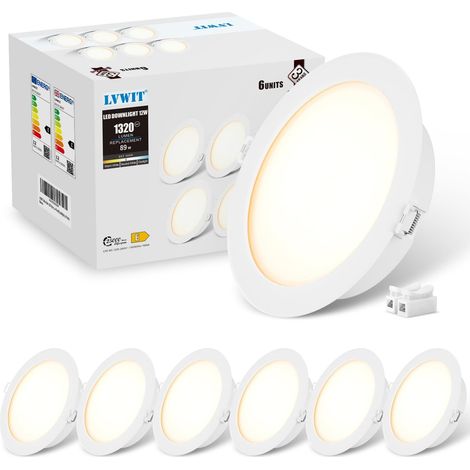 Spot Led Encastrable, 18W Spots Encastrable Salle de Bain Équivalent à 125W, Éclairage Plafond Encastré, 4000K Blanc Neutre, IP44 Éclairage de Plafond φ173MM, Lot de 6 (1/5)