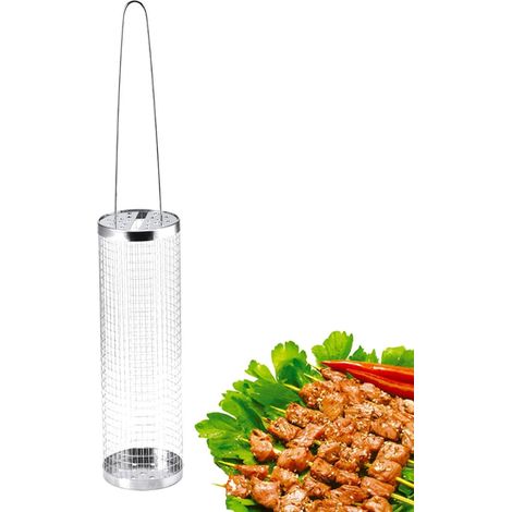 Support de cuisine d'extérieur, avec tube à grille rotatif à 360°, tube à grille rotatif pour barbecue plateau pour tubes en acier, panier amovible pour légumes de (1/5)