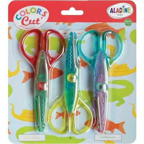 Ciseaux cranteurs pour enfants - ALADINE - Colors Cut - 3 paires - Courbées - Mixte