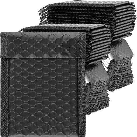 100 Pcs A6 Bubble Mailers Padded Envelopes Self Seal Bubble Mailers for Business Mailing Packaging Gift Black 4.3x6.7inch (1/5)